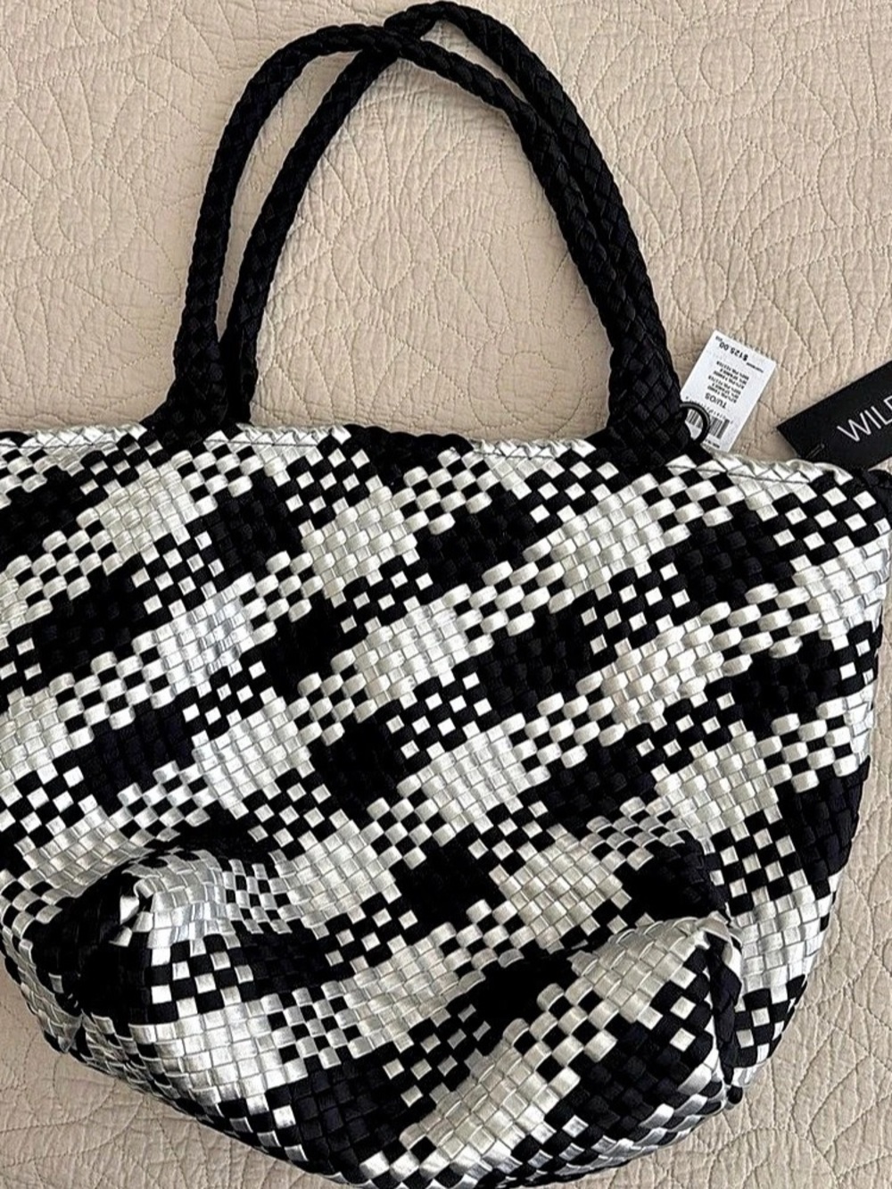 Wildfox Geometric Tote in Black & Silver NWT